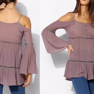 💰 Urban Outfitters STARING AT STARS Mauve Boho Cold Shoulder Tunic ⭐️